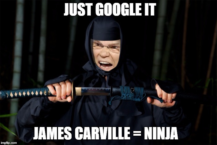 James Carville | JUST GOOGLE IT JAMES CARVILLE = NINJA | image tagged in james carville,ninja,funny,memes | made w/ Imgflip meme maker