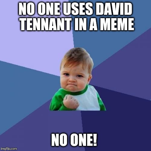 Success Kid Meme | NO ONE USES DAVID TENNANT IN A MEME NO ONE! | image tagged in memes,success kid | made w/ Imgflip meme maker