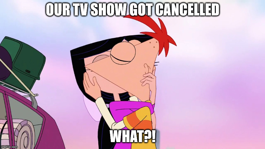 Phineas and Ferb | OUR TV SHOW GOT CANCELLED WHAT?! | image tagged in phineas and ferb | made w/ Imgflip meme maker