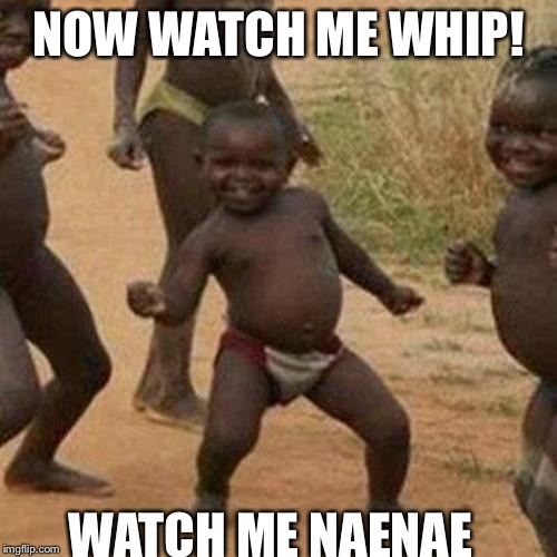 Third World Success Kid Meme | NOW WATCH ME WHIP! WATCH ME NAENAE | image tagged in memes,third world success kid | made w/ Imgflip meme maker