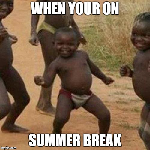 Third World Success Kid Meme | WHEN YOUR ON SUMMER BREAK | image tagged in memes,third world success kid | made w/ Imgflip meme maker