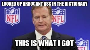 Roger Goodell 1 | LOOKED UP ARROGANT ASS IN THE DICTIONARY THIS IS WHAT I GOT | image tagged in roger goodell 1 | made w/ Imgflip meme maker