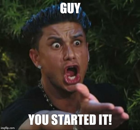 DJ Pauly D Meme | GUY YOU STARTED IT! | image tagged in memes,dj pauly d | made w/ Imgflip meme maker