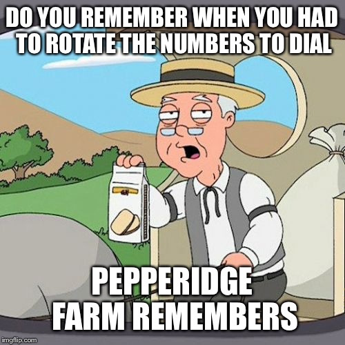 Pepperidge Farm Remembers | DO YOU REMEMBER WHEN YOU HAD TO ROTATE THE NUMBERS TO DIAL PEPPERIDGE FARM REMEMBERS | image tagged in memes,pepperidge farm remembers | made w/ Imgflip meme maker