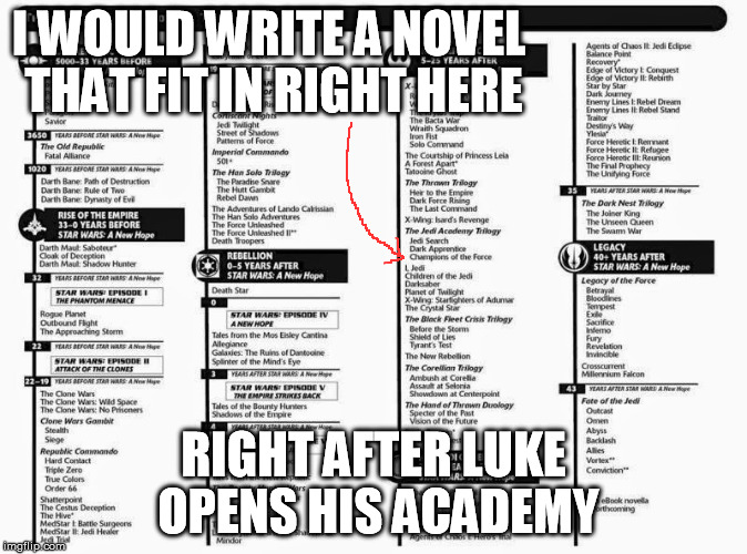 The Real Star Wars | I WOULD WRITE A NOVEL THAT FIT IN RIGHT HERE RIGHT AFTER LUKE OPENS HIS ACADEMY | image tagged in the real star wars | made w/ Imgflip meme maker