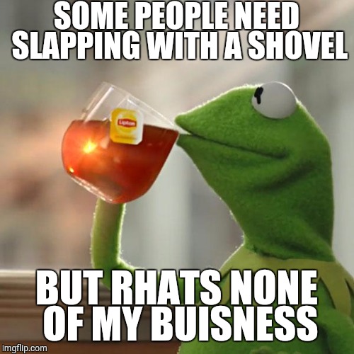 But That's None Of My Business | SOME PEOPLE NEED SLAPPING WITH A SHOVEL BUT RHATS NONE OF MY BUISNESS | image tagged in memes,but thats none of my business,kermit the frog | made w/ Imgflip meme maker