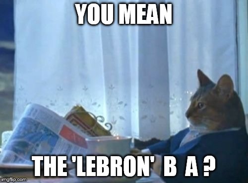 I Should Buy A Boat Cat Meme | YOU MEAN THE 'LEBRON'  B  A ? | image tagged in memes,i should buy a boat cat | made w/ Imgflip meme maker