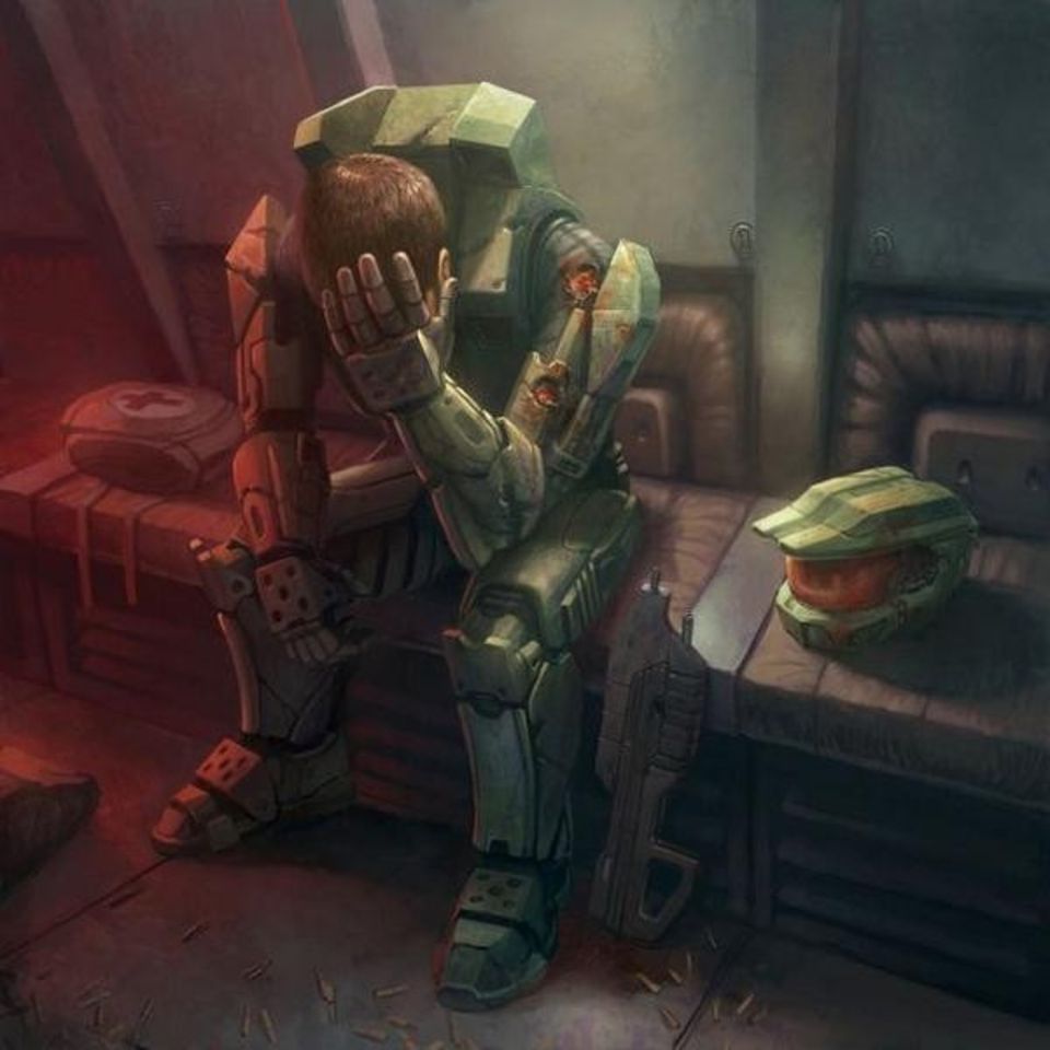 Crying Master Chief Blank Meme Template