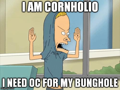 Cornholio gif | I AM CORNHOLIO I NEED OC FOR MY BUNGHOLE | image tagged in cornholio gif | made w/ Imgflip meme maker