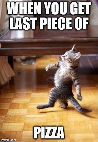Cool Cat Stroll | WHEN YOU GET LAST PIECE OF PIZZA | image tagged in memes,cool cat stroll | made w/ Imgflip meme maker