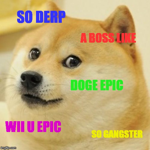 Doge Meme | SO DERP A BOSS LIKE DOGE EPIC WII U EPIC SO GANGSTER | image tagged in memes,doge | made w/ Imgflip meme maker