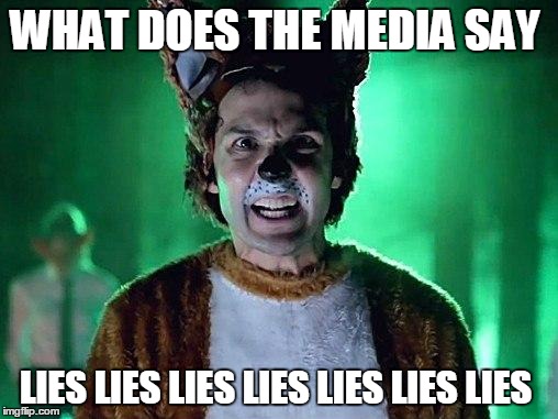 What does the fox say? | WHAT DOES THE MEDIA SAY LIES LIES LIES LIES LIES LIES LIES | image tagged in what does the fox say | made w/ Imgflip meme maker