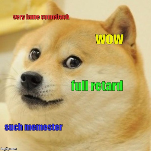 Doge Meme | very lame comeback wow full retard such memester | image tagged in memes,doge | made w/ Imgflip meme maker