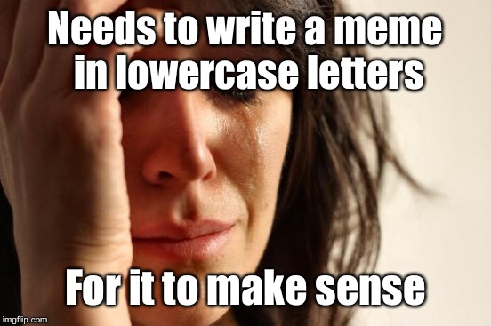 First World Problems | Needs to write a meme in lowercase letters For it to make sense | image tagged in memes,first world problems | made w/ Imgflip meme maker