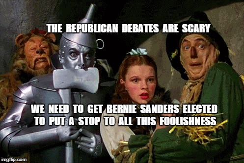 THE  REPUBLICAN  DEBATES  ARE  SCARY WE  NEED  TO  GET  BERNIE  SANDERS  ELECTED TO  PUT  A  STOP  TO  ALL  THIS  FOOLISHNESS | image tagged in republican,debate,bernie sanders | made w/ Imgflip meme maker