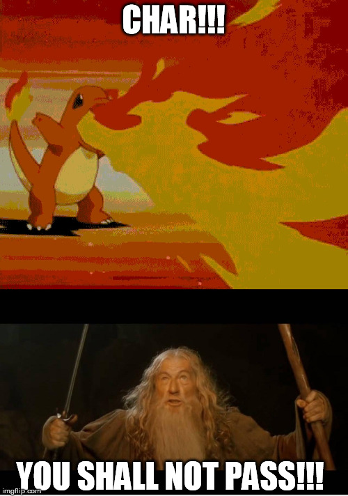 Charmander Balrog | CHAR!!! YOU SHALL NOT PASS!!! | image tagged in charmander balrog | made w/ Imgflip meme maker