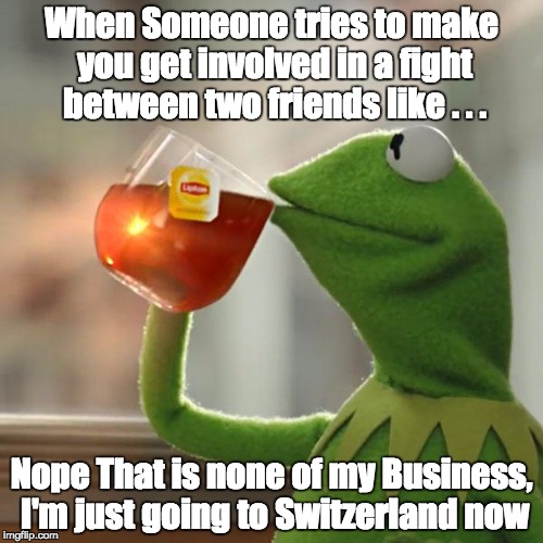 But That's None Of My Business | When Someone tries to make you get involved in a fight between two friends like . . . Nope That is none of my Business, I'm just going to Sw | image tagged in memes,but thats none of my business,kermit the frog | made w/ Imgflip meme maker