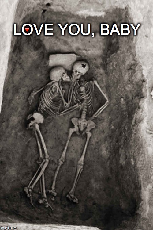 Skeleton Kisses | LOVE YOU, BABY ❤️ | image tagged in halloween,skeleton kiss | made w/ Imgflip meme maker