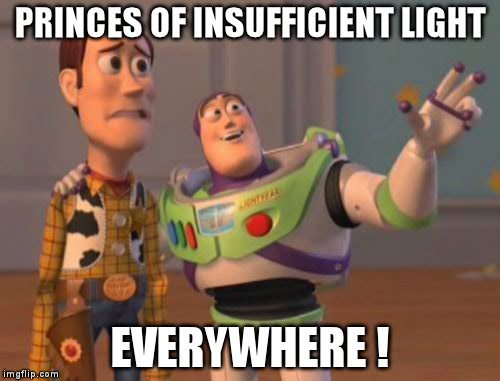 X, X Everywhere Meme | PRINCES OF INSUFFICIENT LIGHT EVERYWHERE ! | image tagged in memes,x x everywhere | made w/ Imgflip meme maker