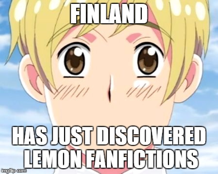 Finland Realizes Hetalia | FINLAND HAS JUST DISCOVERED LEMON FANFICTIONS | image tagged in finland realizes hetalia | made w/ Imgflip meme maker