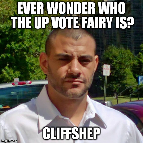 EVER WONDER WHO THE UP VOTE FAIRY IS? CLIFFSHEP | image tagged in clifton shepherd cliffshep | made w/ Imgflip meme maker