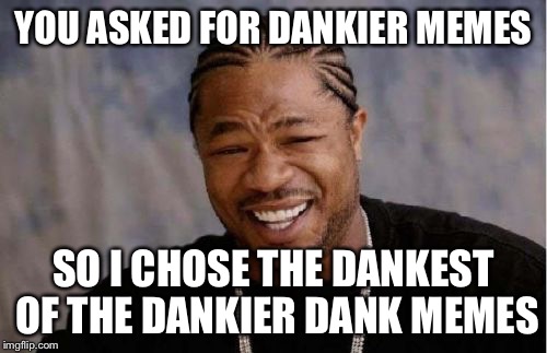 Yo Dawg Heard You Meme | YOU ASKED FOR DANKIER MEMES SO I CHOSE THE DANKEST OF THE DANKIER DANK MEMES | image tagged in memes,yo dawg heard you | made w/ Imgflip meme maker