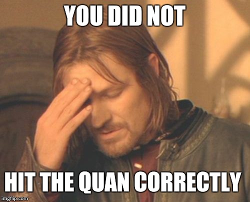 Frustrated Boromir | YOU DID NOT HIT THE QUAN CORRECTLY | image tagged in memes,frustrated boromir | made w/ Imgflip meme maker