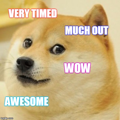 Doge Meme | VERY TIMED MUCH OUT WOW AWESOME | image tagged in memes,doge | made w/ Imgflip meme maker
