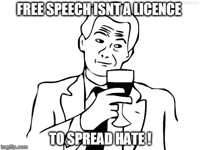 True story bro | FREE SPEECH ISNT A LICENCE TO SPREAD HATE ! | image tagged in true story bro | made w/ Imgflip meme maker