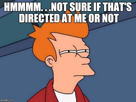 Futurama Fry Meme | HMMMM. . .NOT SURE IF THAT'S DIRECTED AT ME OR NOT | image tagged in memes,futurama fry | made w/ Imgflip meme maker