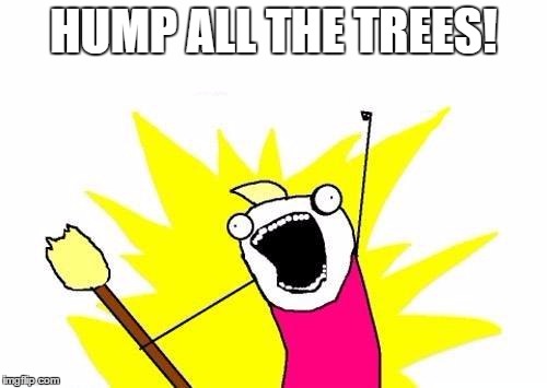 X All The Y | HUMP ALL THE TREES! | image tagged in memes,x all the y | made w/ Imgflip meme maker