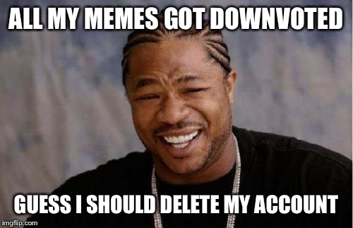 Never understood why downvote fairies think they change anything | ALL MY MEMES GOT DOWNVOTED GUESS I SHOULD DELETE MY ACCOUNT | image tagged in memes,yo dawg heard you | made w/ Imgflip meme maker