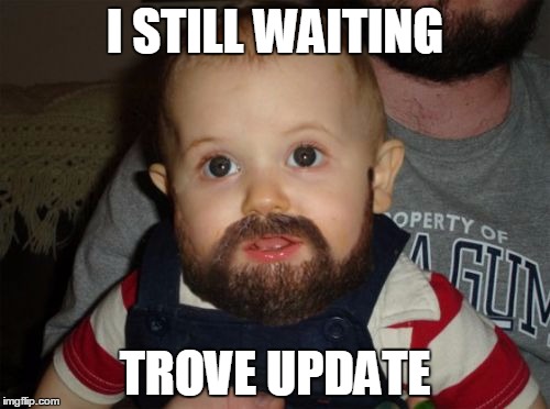 Beard Baby Meme | I STILL WAITING TROVE UPDATE | image tagged in memes,beard baby | made w/ Imgflip meme maker