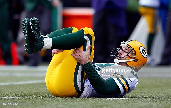 High Quality Aaron Rodgers on his back Blank Meme Template