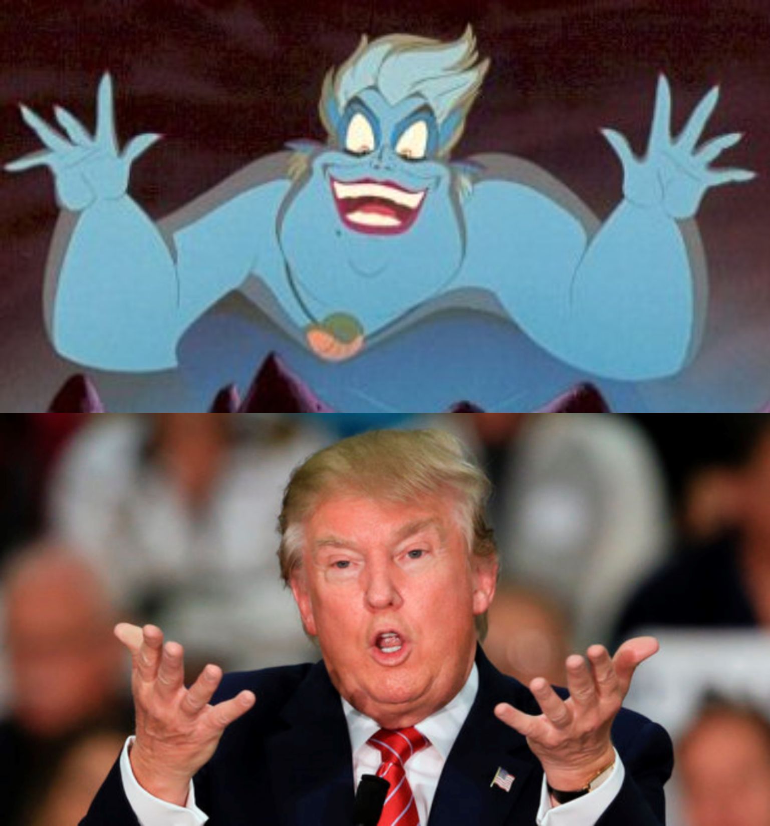 Donald Trump and Ursula from the Little Mermaid Blank Meme Template