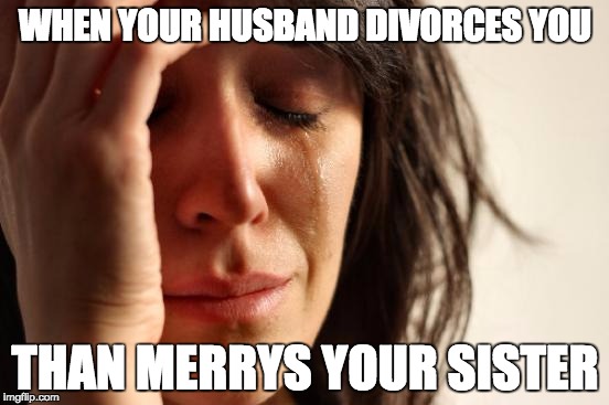 First World Problems Meme | WHEN YOUR HUSBAND DIVORCES YOU THAN MERRYS YOUR SISTER | image tagged in memes,first world problems | made w/ Imgflip meme maker