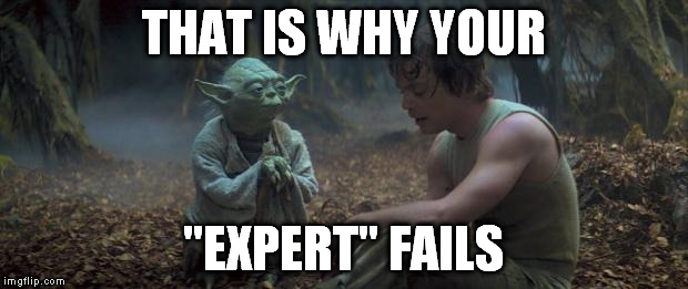 Yoda schools | THAT IS WHY YOUR "EXPERT" FAILS | image tagged in yoda schools | made w/ Imgflip meme maker