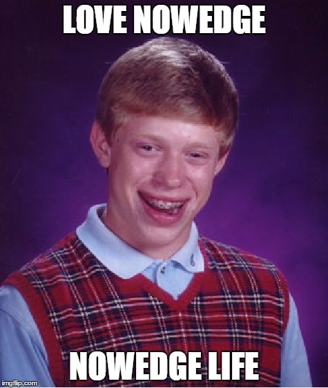 Bad Luck Brian Meme | LOVE NOWEDGE NOWEDGE LIFE | image tagged in memes,bad luck brian | made w/ Imgflip meme maker