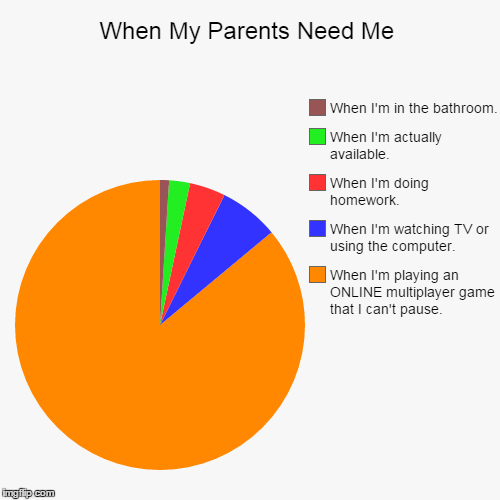 When My Parents Need Me | image tagged in funny,pie charts,online,parents | made w/ Imgflip chart maker