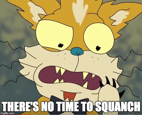 There's no time to squanch | THERE'S NO TIME TO SQUANCH | image tagged in squanch,squanchy,there's no time to squanch,rick and morty | made w/ Imgflip meme maker