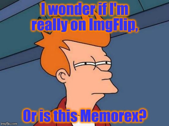 Futurama Fry Meme | I wonder if I'm really on ImgFlip, Or is this Memorex? | image tagged in memes,futurama fry | made w/ Imgflip meme maker