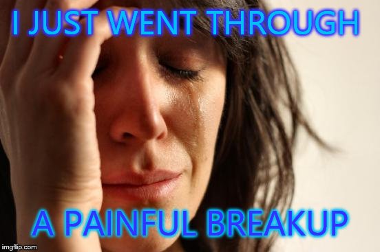 First World Problems Meme | I JUST WENT THROUGH A PAINFUL BREAKUP | image tagged in memes,first world problems | made w/ Imgflip meme maker