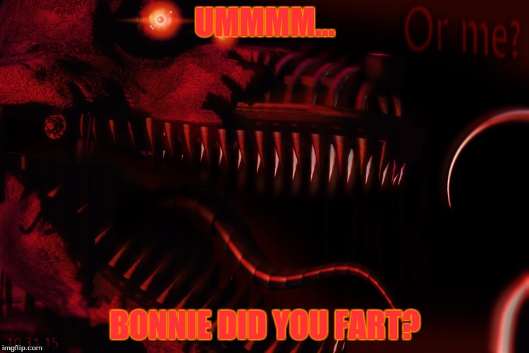 UMMMM... BONNIE DID YOU FART? | image tagged in fnaf foxy | made w/ Imgflip meme maker