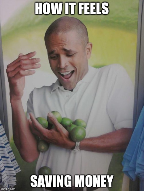 Why Can't I Hold All These Limes | HOW IT FEELS SAVING MONEY | image tagged in memes,why can't i hold all these limes | made w/ Imgflip meme maker