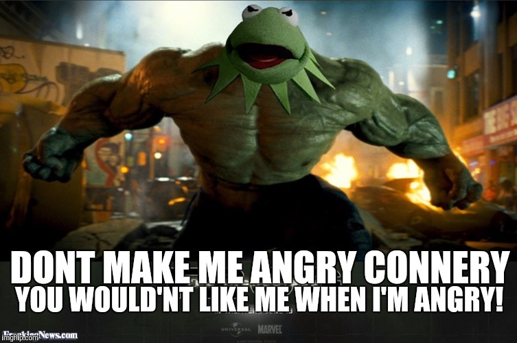 The incredible frog | DONT MAKE ME ANGRY CONNERY YOU WOULD'NT LIKE ME WHEN I'M ANGRY! | image tagged in memes | made w/ Imgflip meme maker