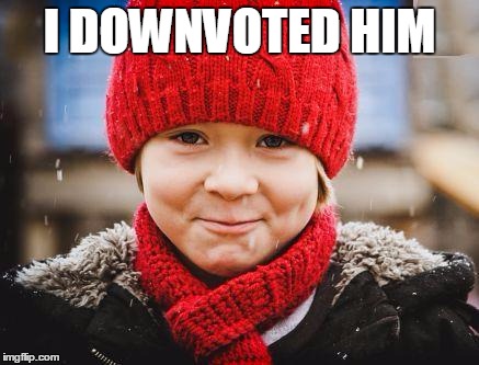 smirk | I DOWNVOTED HIM | image tagged in smirk | made w/ Imgflip meme maker