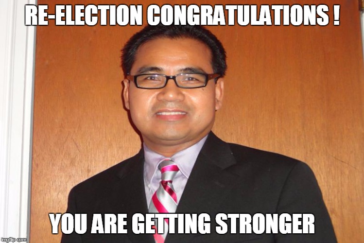 COUNCILOR-AT-LARGER | RE-ELECTION CONGRATULATIONS ! YOU ARE GETTING STRONGER | image tagged in election 2015,city council | made w/ Imgflip meme maker