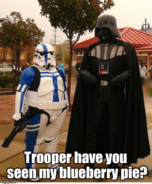 Fat stormtrooper | Trooper have you seen my blueberry pie? | image tagged in fat stormtrooper | made w/ Imgflip meme maker