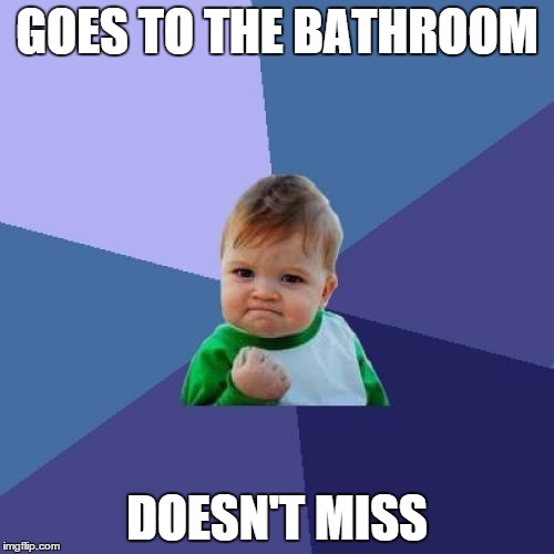 Success Kid Meme | GOES TO THE BATHROOM DOESN'T MISS | image tagged in memes,success kid | made w/ Imgflip meme maker