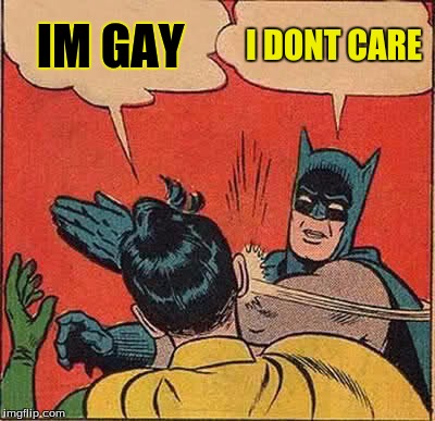 Batman Slapping Robin | IM GAY I DONT CARE | image tagged in memes,batman slapping robin | made w/ Imgflip meme maker
